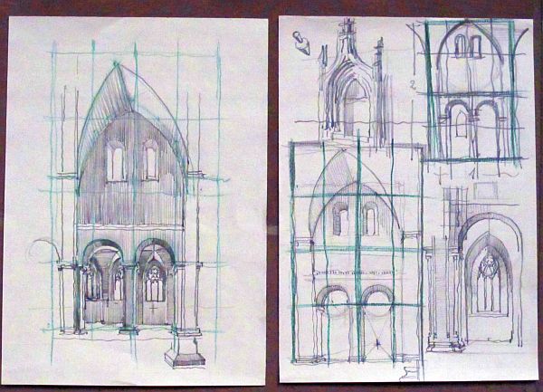 Architekturzeichnen in romanisch gotischer Kirche 1